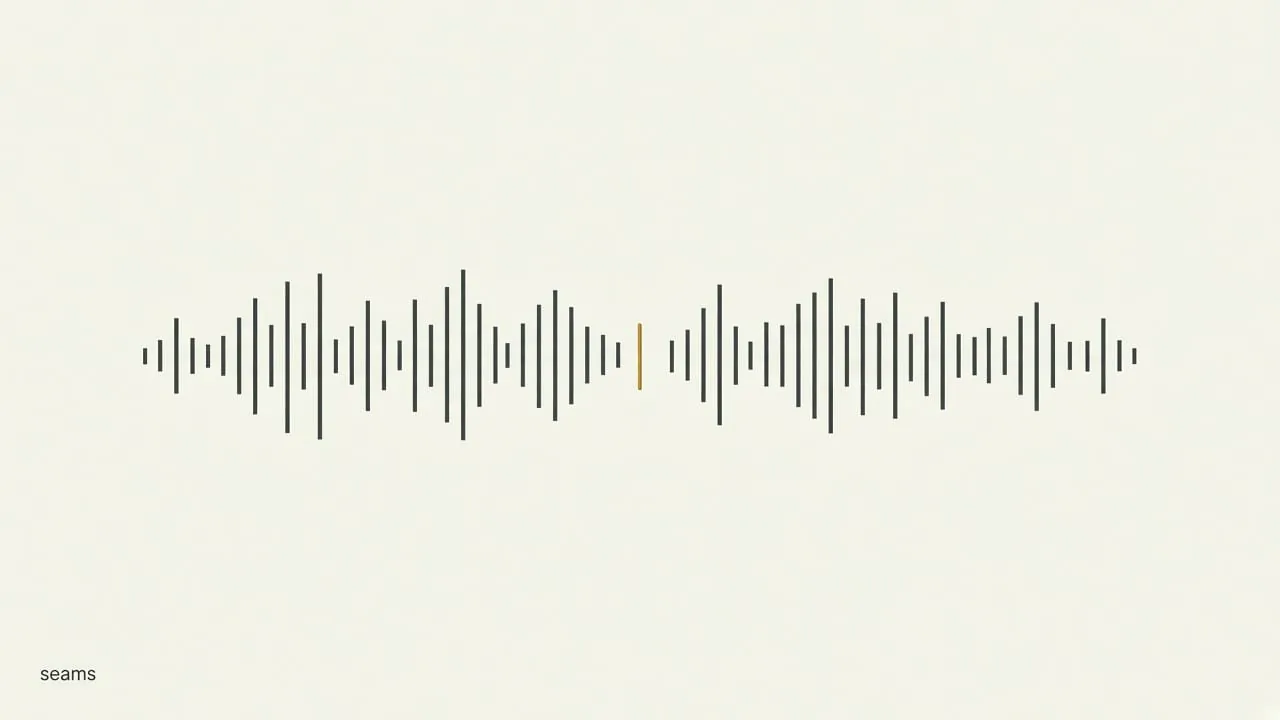 Waveform with a brass stitch across a seam