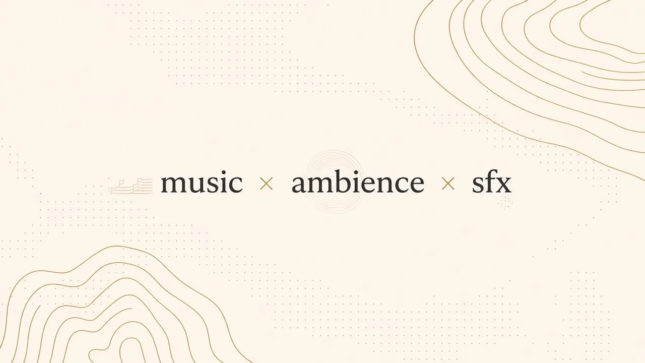 music × ambience × sfx typography lockup